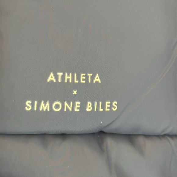 Athleta x Simone Biles Sateen Bomber Jacket Navy Blue Size Medium - Picture 8 of 10